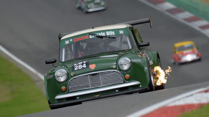 Racing Mini spitting flames