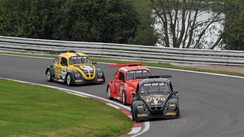 Racing VW Beetles in fun cup