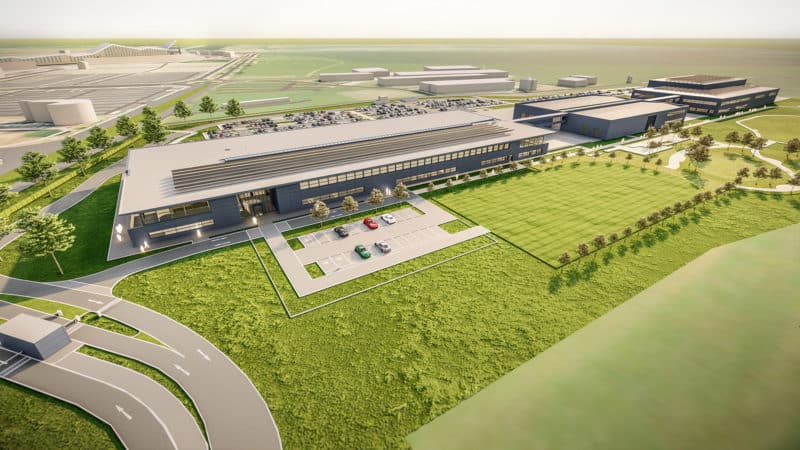Rendered image of new Aston Martin F1 factory