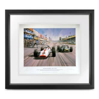 Product image for John Surtees signed Honda at Monza print by Michael Turner