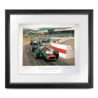 Product image for John Surtees signed Cooper at Goodwood print by Michael Turner