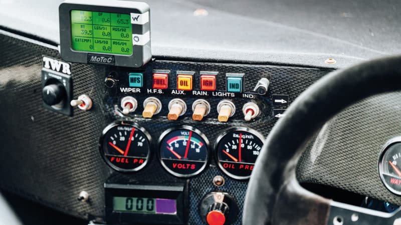 Switches on dashboard of Jaguar XJR-8
