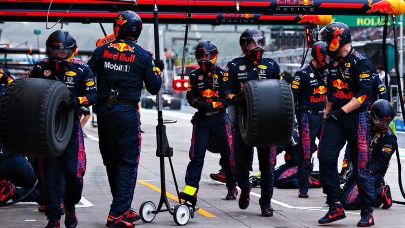 Bald intermediate tyres after Red Bull pitstop