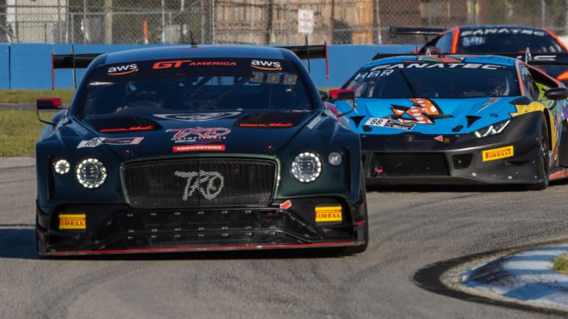 Bentley of Memo Gidley leads at Sebring GT America round