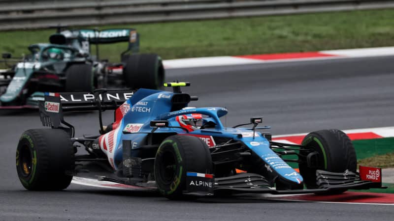 Esteban Ocon with bald tyres in the 2021 Turkish Grand Prix