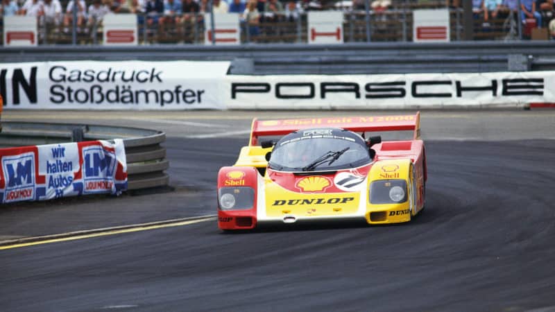 Hans Joachim Stuck in Porsche 962 on track