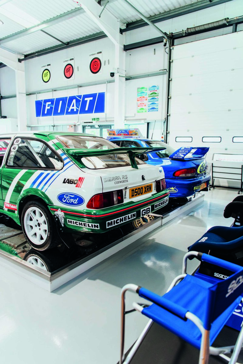 Rear of Sierra and Subaru rally car