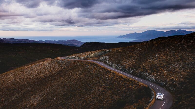 Snaking road of Tour de Corse with Porsche 911 SC