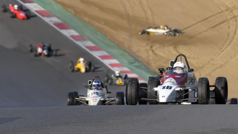 Alan Davidson leads into Druids at Brands Hatch Formula Ford Festival