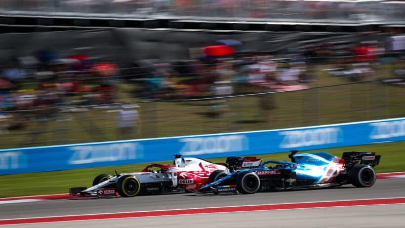 RAIKKONEN Kimi (fin), Alfa Romeo Racing ORLEN C41, ALONSO Fernando (spa), Alpine F1 A521, action during the Formula 1 Aramco United States Grand Prix 2021, 17th round of the 2021 FIA Formula One World Championship from October 21 to 24, 2021 on the Circuit of the Americas, in Austin, Texas, United States of American - Photo Florent Gooden / DPPI