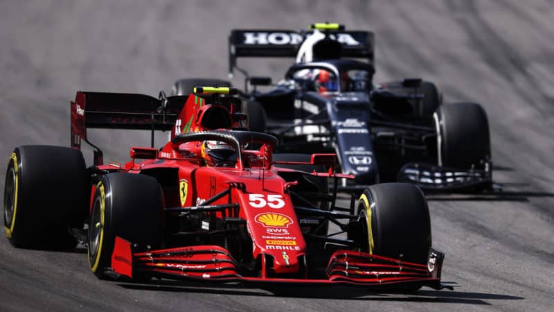 Carlos Sainz on medium tyres in the 2021 Brazilian Grand Prix