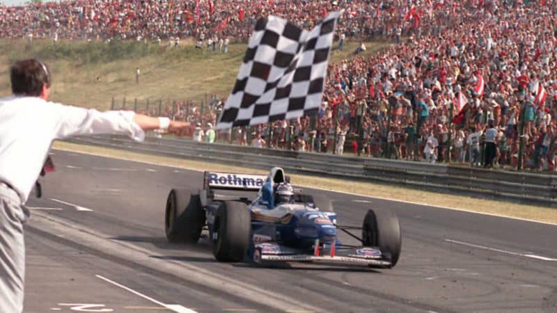Damon Hill wins the 1995 Hungarian Grand Prix