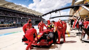 Ferrari of Carlos Sainz in the pitlane