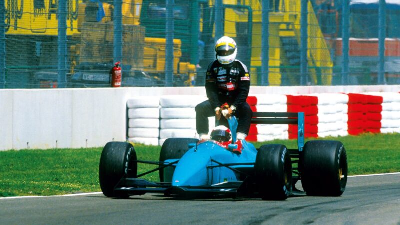 Gabriele Tarquini sits on March of Paul Belmondo at Imola