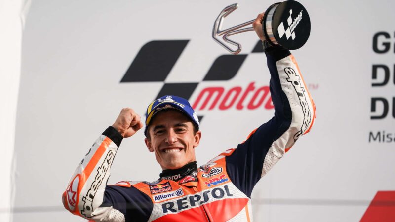 Marc Marquez celebrates Misano win in 2021