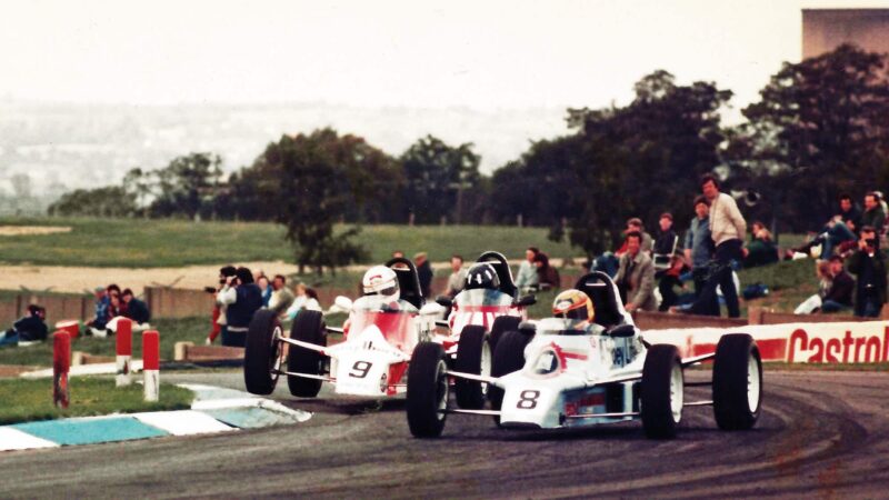 Mark Blundell and Bertrand Gachot battling on track