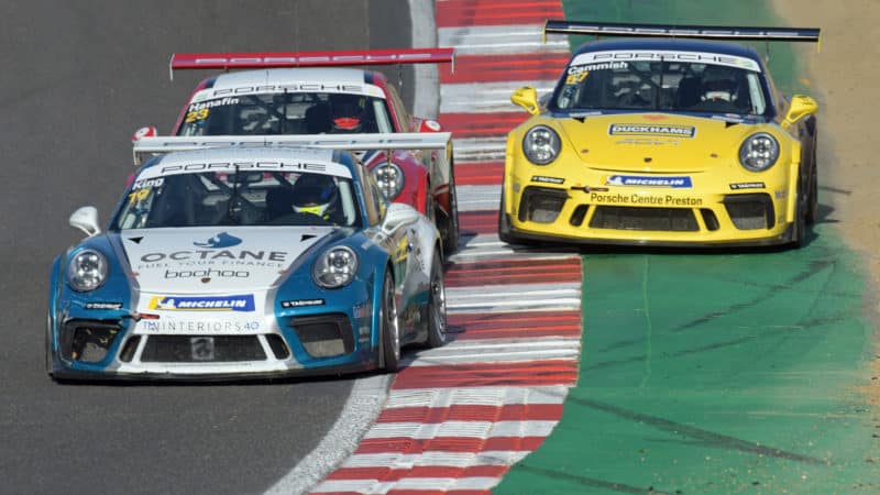 Porsche Carrera Cup cars at Brands Hatch
