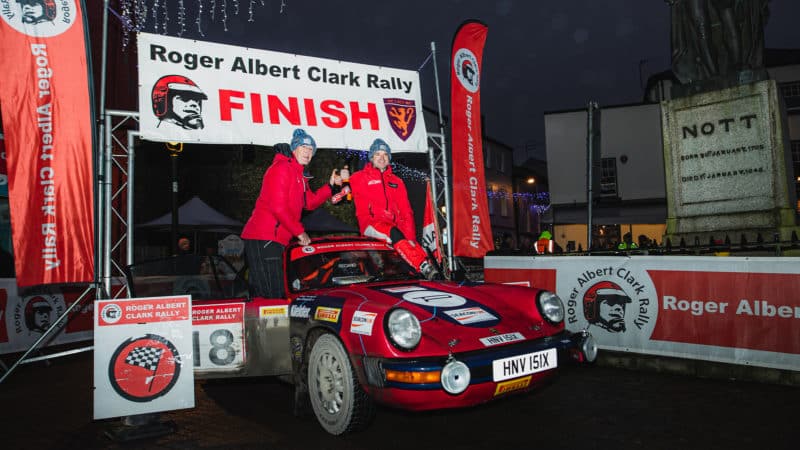 Ryan Champion and Craig Thorley with their Roger Albert Clark Rally winning Porsche 911