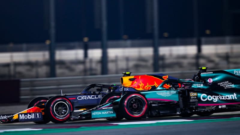 Sergio Perez alongside Sebastian Vettel in practice for the 2021 Qatar Grand Prix