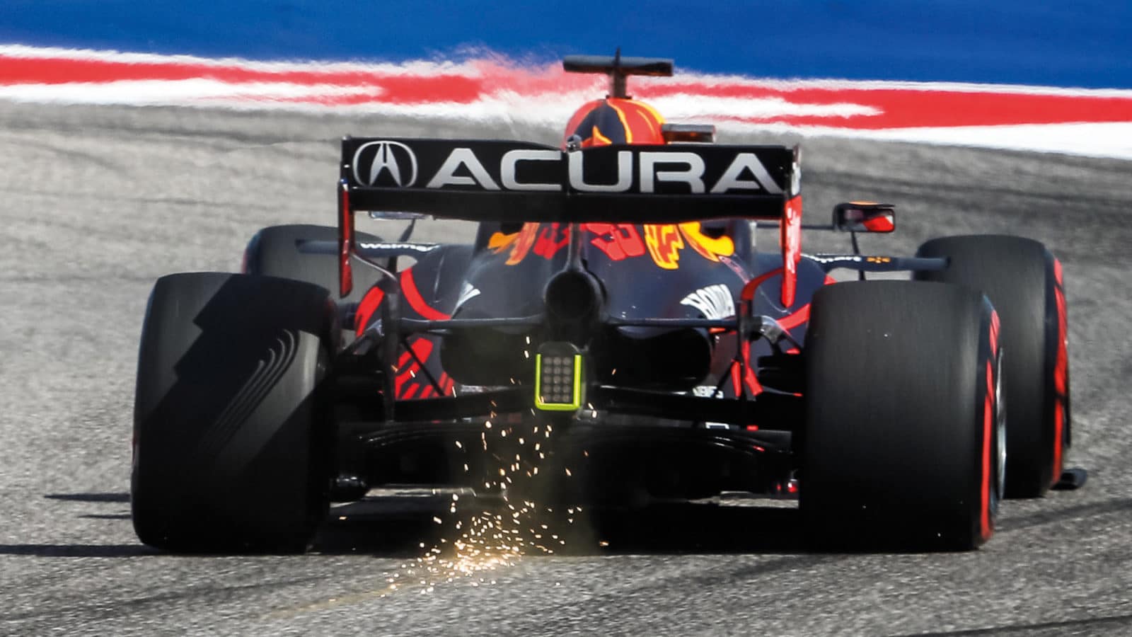 Sparks fly from Red Bull of Max Verstappen at US Grand Prix