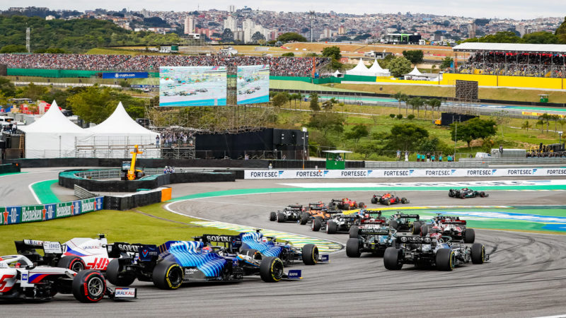 Start of the 2021 Brazilian GP sprint race from back of the grid