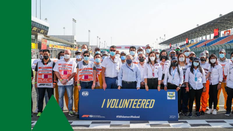FIA Volunteers family picture with MASI Michael, FIA Race Director, and TODT Jean (fra), FIA President, during the Formula 1 Ooredoo Qatar Grand Prix 2021, 20th round of the 2021 FIA Formula One World Championship from November 19 to 21, 2021 on the Losail International Circuit, in Lusail, Qatar - Photo Florent Gooden / DPPI