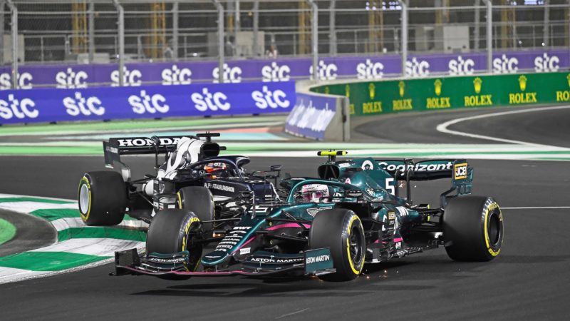 Yuki Tsunoda hits Sebastian Vettel in the 2021 Saudi Arabian Grand Prix