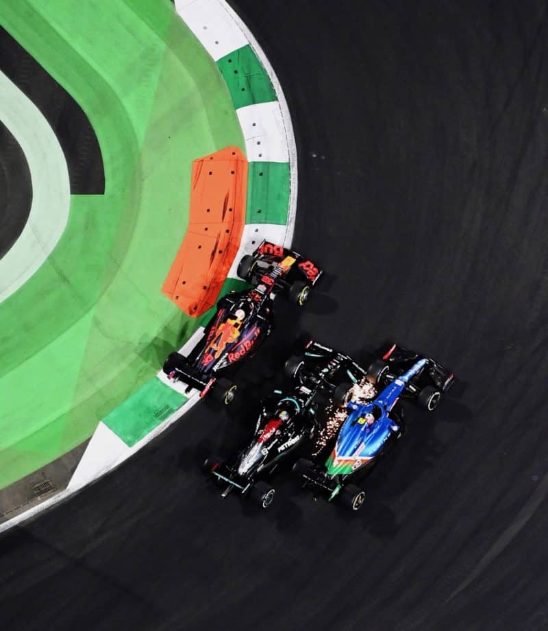 Lewis Hamilton hits Esteban Ocon at the 2021 Saudi Arabian Grand Prix