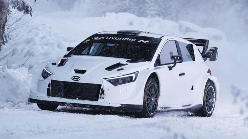 Hyundai i20N Rally 1 testing on snow