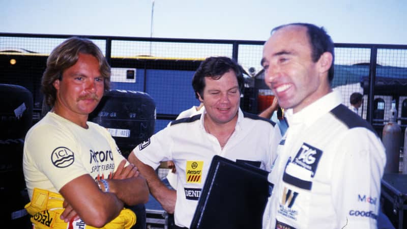 Keke Rosberg with Patrick Head and Frank Williams