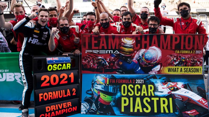 Oscar Piastri F2 champion celebration