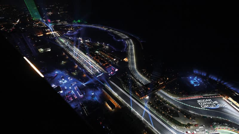 Overhead view of the Saudi Arabian Jeddah Corniche circuit