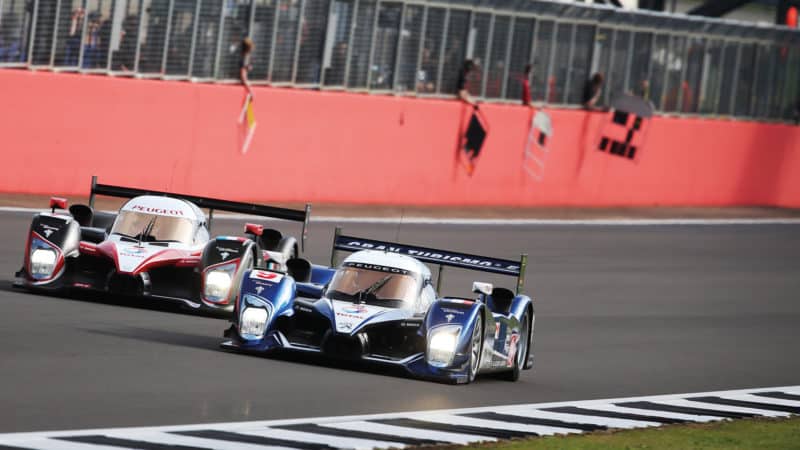 Peugeot LMP1 cars at the 2021 Classic at Silverstone