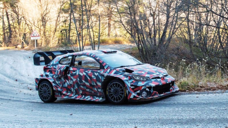 Toyota Gazoo YAris 1 testing in camouflage on tarmac