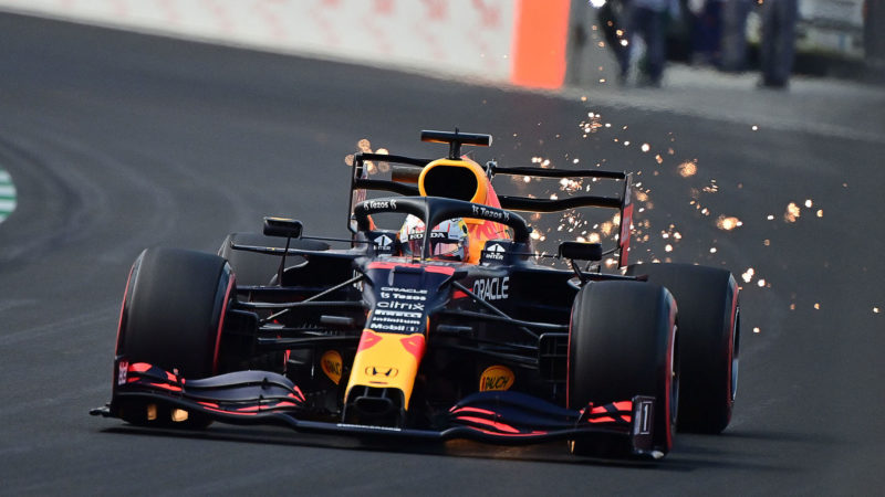 TOPSHOT - Red Bull's Dutch driver Max Verstappen drives during the third practice session of the Formula One Saudi Arabian Grand Prix at the Jeddah Corniche Circuit in Jeddah on December 4, 2021. (Photo by ANDREJ ISAKOVIC / AFP) (Photo by ANDREJ ISAKOVIC/AFP via Getty Images)