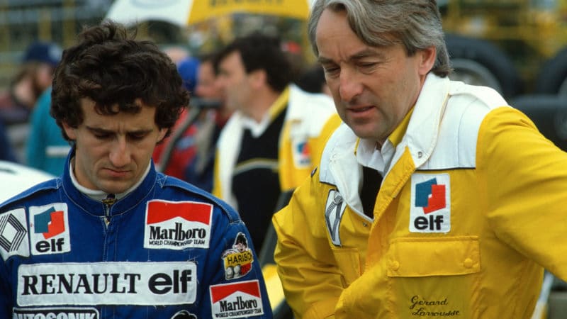 Alain Prost with Gerard Larrousse in 1983