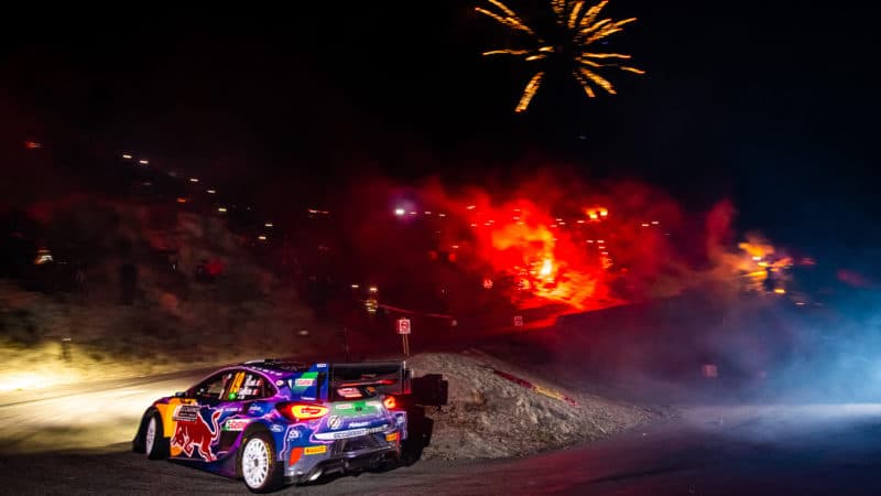 Fireworks for Sebastien Loeb on Monte Carlo Rally 2022