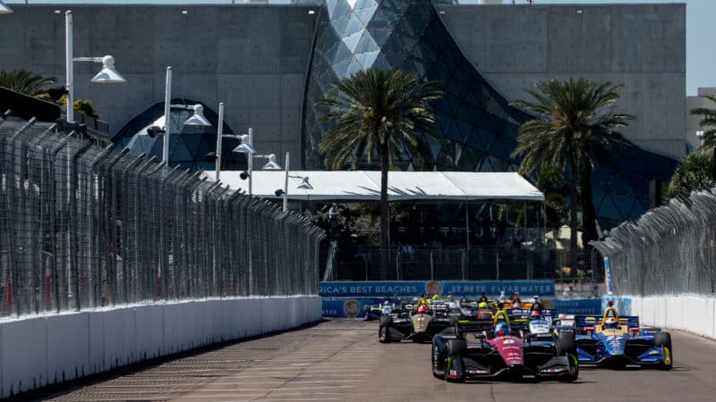 Robert Wickens leads during the 2018 IndyCar St Petersburg Grand Prix