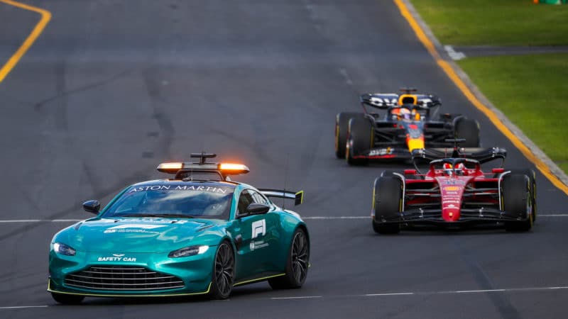 Safety car ahead of Charles Leclerc in the 2022 Australian Grand Prix