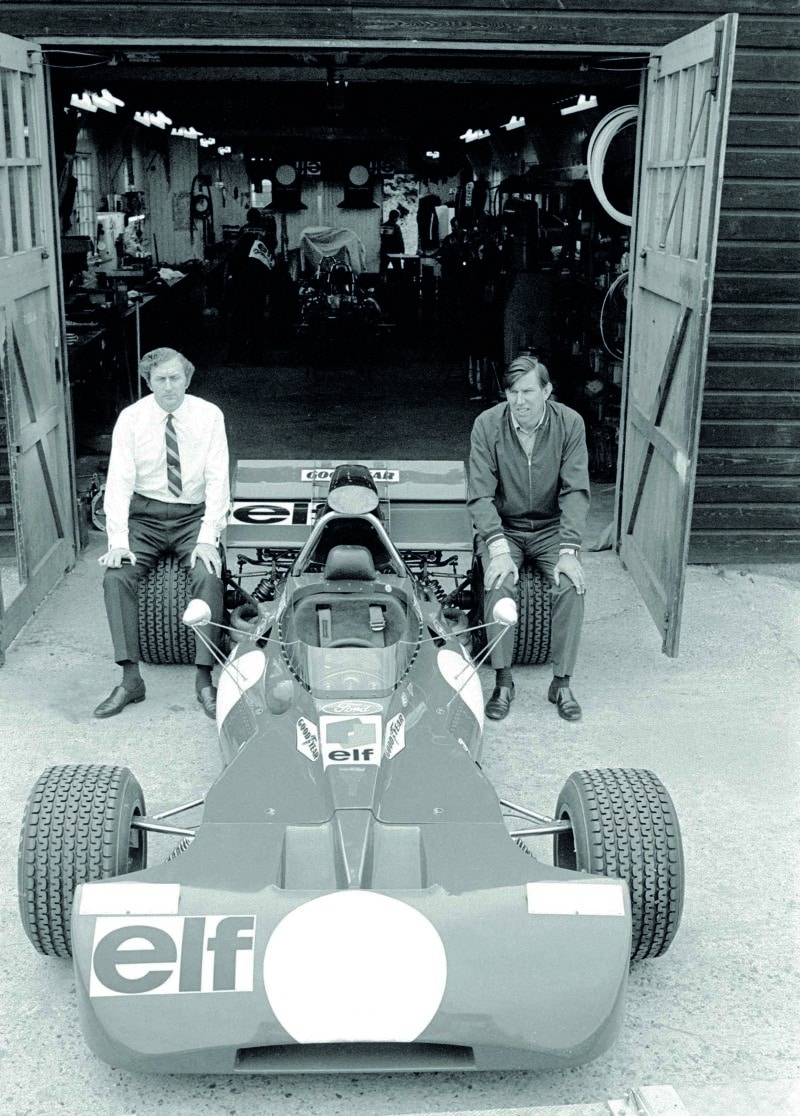 Derek-Gardner-and-Ken-Tyrrell-at-factory-shed