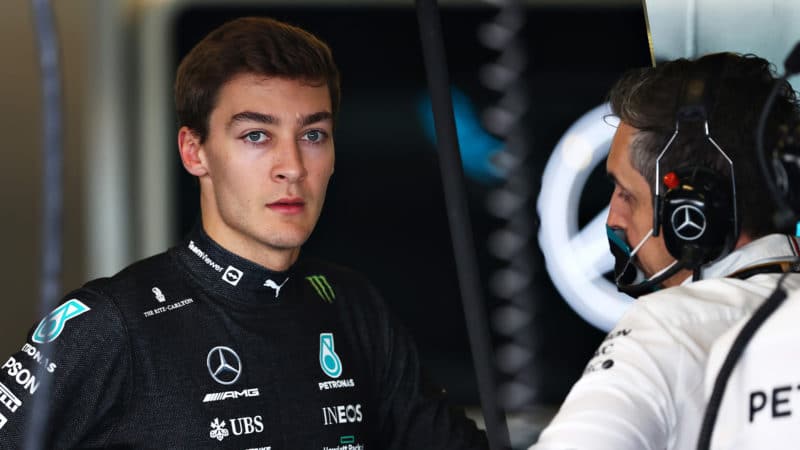 George Russell testing for Mercedes in Abu Dhabi 2021