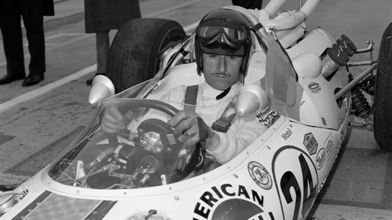 UNITED STATES - MAY 17: Indianapolis 500 Qualifying. Race winner Graham Hill of American Red Ball racing sits in his Ford powered Lola. (Photo by Bob D'Olivo/The Enthusiast Network via Getty Images/Getty Images)