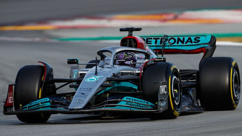 Lewis Hamilton Mercedes F1 2022 pre-season test Barcelona