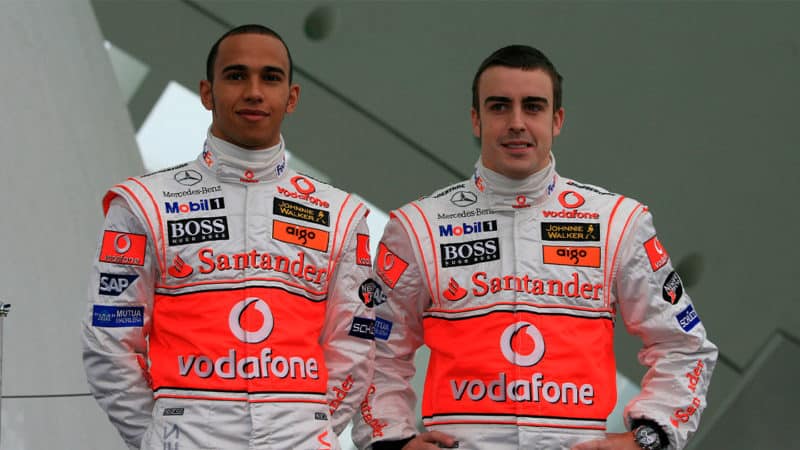 Lewis Hamilton Fernando Alonso McLaren F1 car launch 2007