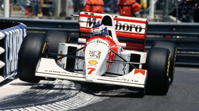 Mika Hakkinen racing for the McLaren Pergeot team at the 1994 Monaco Grand Prix. (Photo by Jean-Yves Ruszniewski/TempSport/Corbis/VCG via Getty Images)