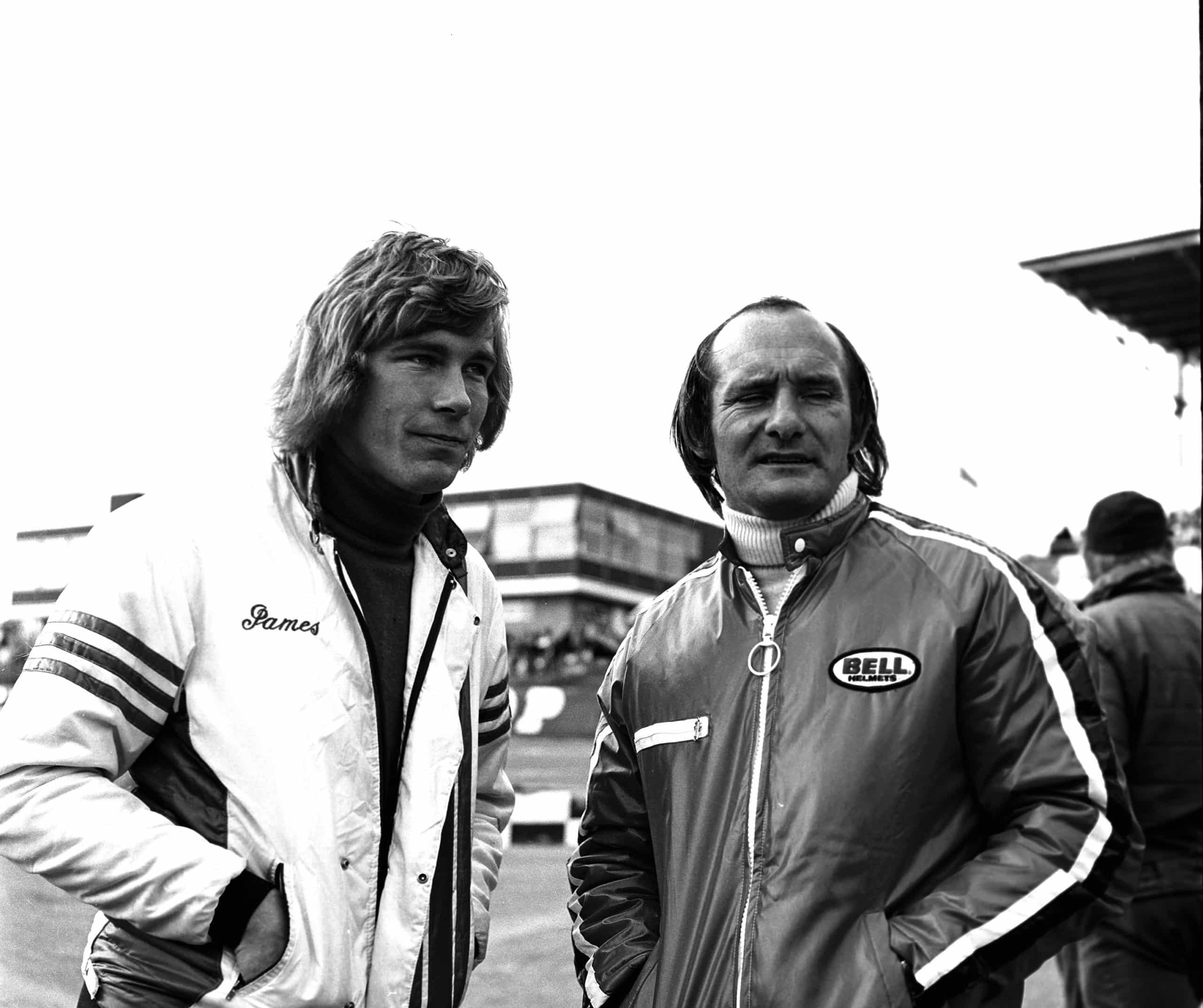 James Hunt with Mike Hailwood at Brands Hatch in 1973