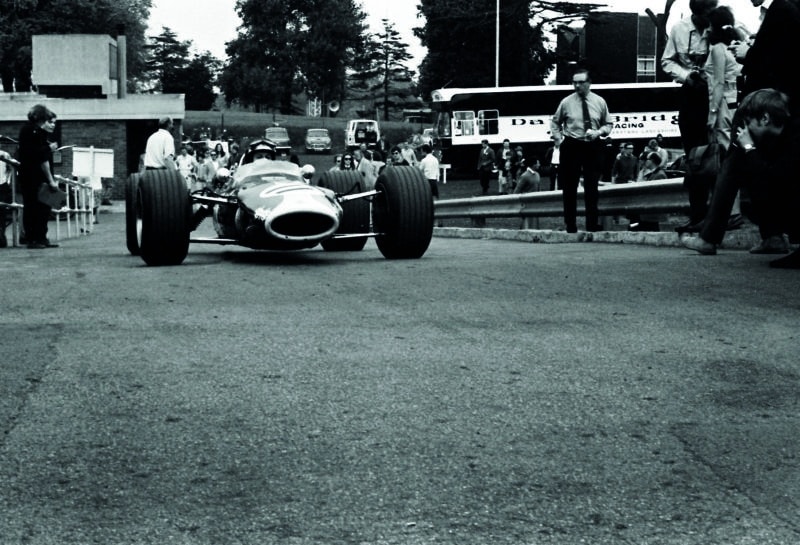 Lotus 48 of Jackie Oliver at Crystal Palace race in 1968