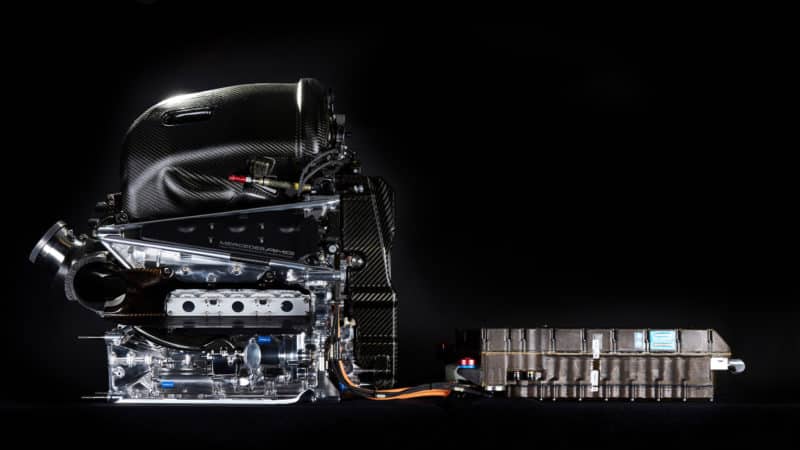 Mercedes F1 powertrain with battery