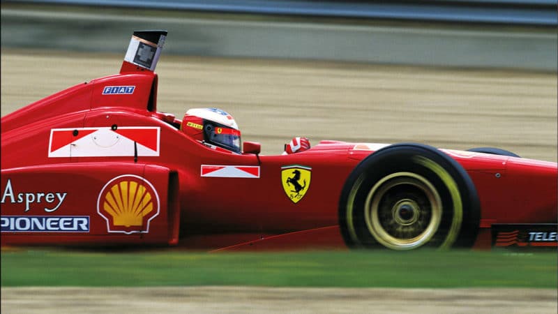 FRANCE - JUNE 30: Formula 1 Grand Prix de France In Magny Cours, France On June 30, 1996 - Michael Schumacher's Ferrari, Fiat logo. (Photo by Georges MERILLON/Gamma-Rapho via Getty Images)