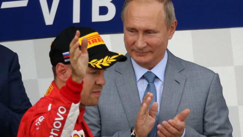Sebastian Vettel with Vladimir Putin